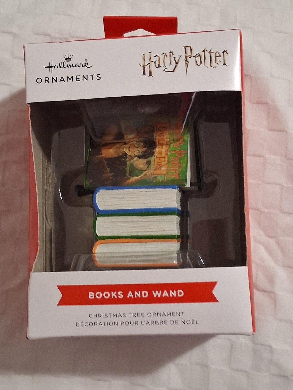 Hallmark Harry Potter Books and Wand Ornament - Blue/Green/Orange